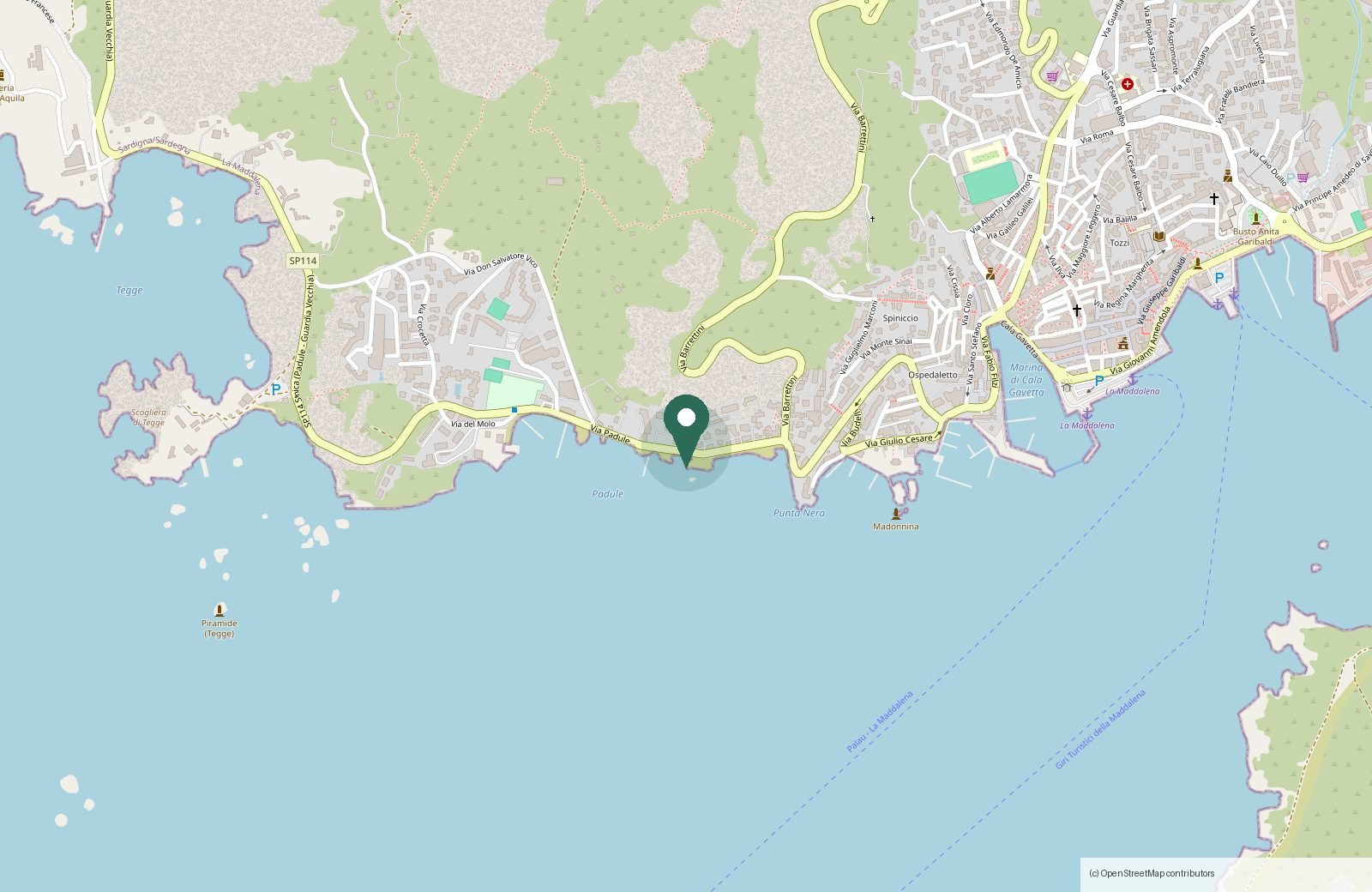 Mappa statica con la posizione di Naomi Holiday Home in Via Padule, La Maddalena